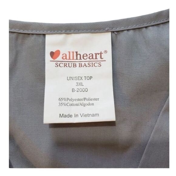 Allheart Unisex Solid Grey V-Neck Chest Pocket Medical Scrub Top Plus Size 3XL - Picture 6 of 8